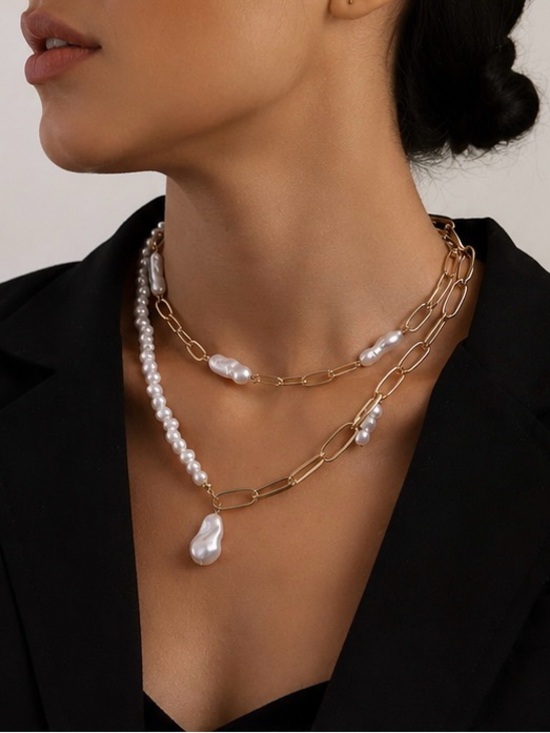 Anthropologie Jewelry - Luxe Baroque Pearl Layered Necklace